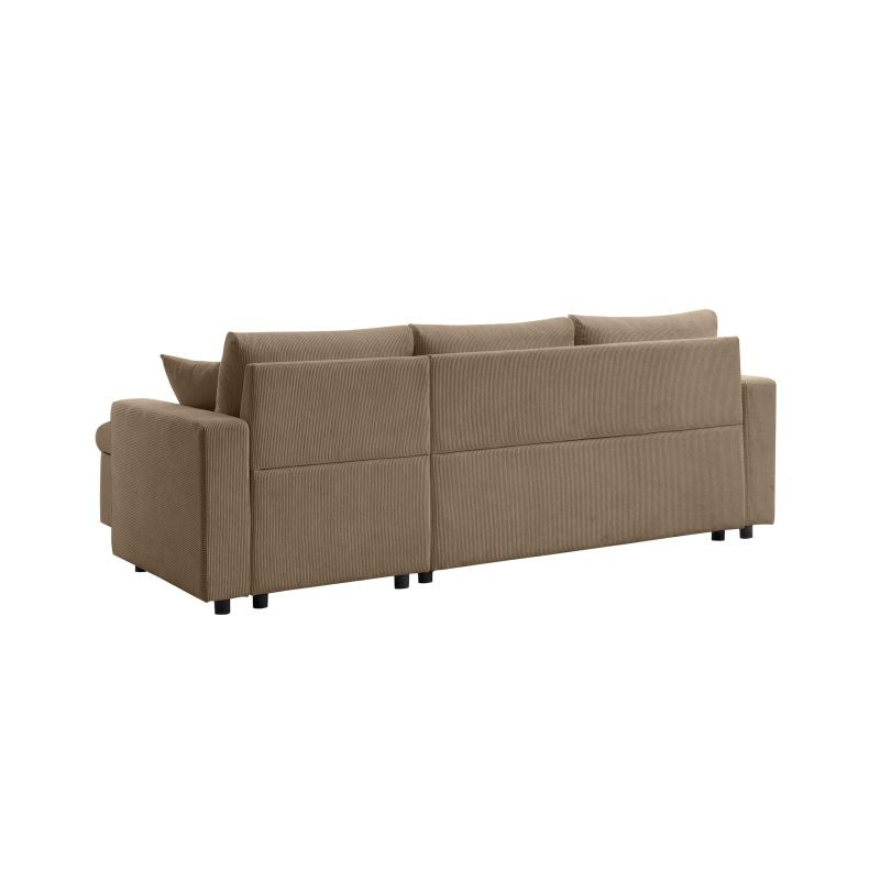 LUMIRA - Canapé d'angle réversible, convertible en velours cotelé avec coffre - Taupe