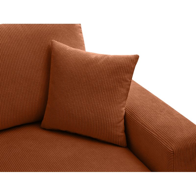 LUMIRA - Canapé d'angle réversible, convertible en velours cotelé avec coffre - Terracotta