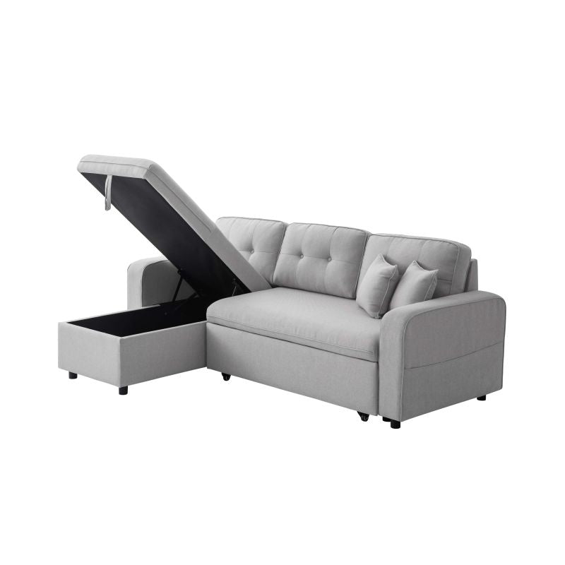 MARANO - Canapé d'angle convertible réversible en tissu - Gris clair