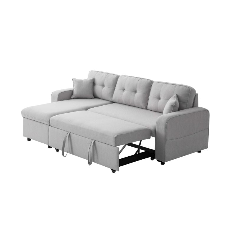 MARANO - Canapé d'angle convertible réversible en tissu - Gris clair