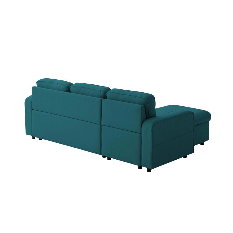 MARANO - Canapé d'angle convertible réversible en tissu - Bleu pétrole