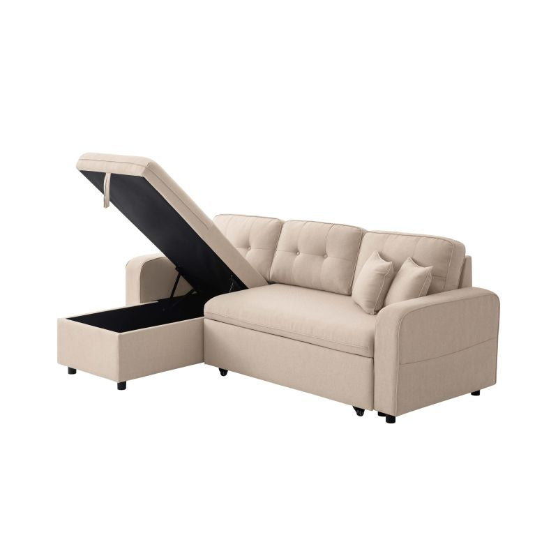 MARANO - Canapé d'angle convertible réversible en tissu - Beige