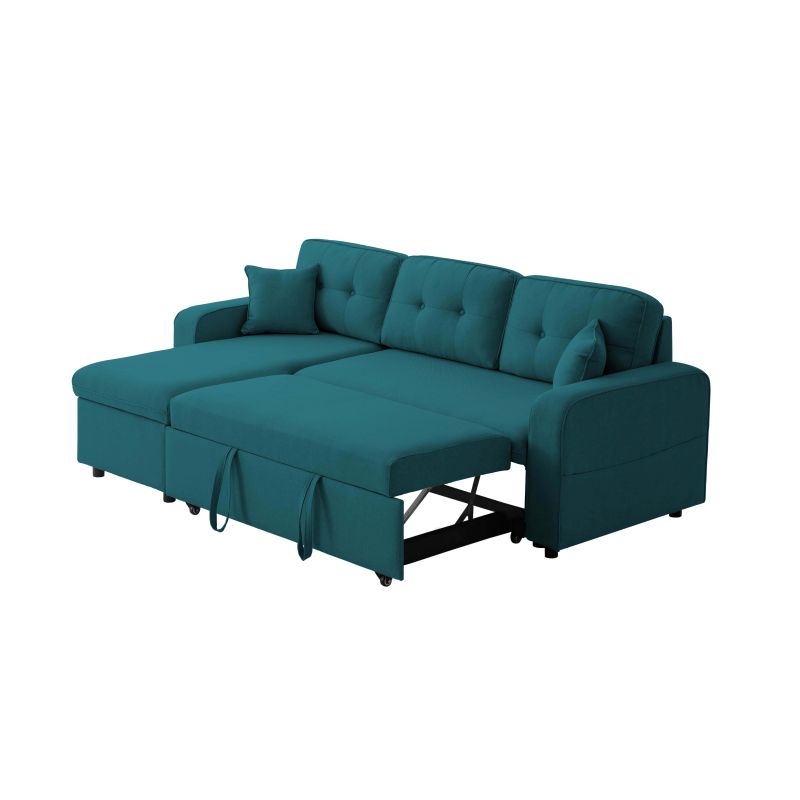 MARANO - Canapé d'angle convertible réversible en tissu - Bleu pétrole