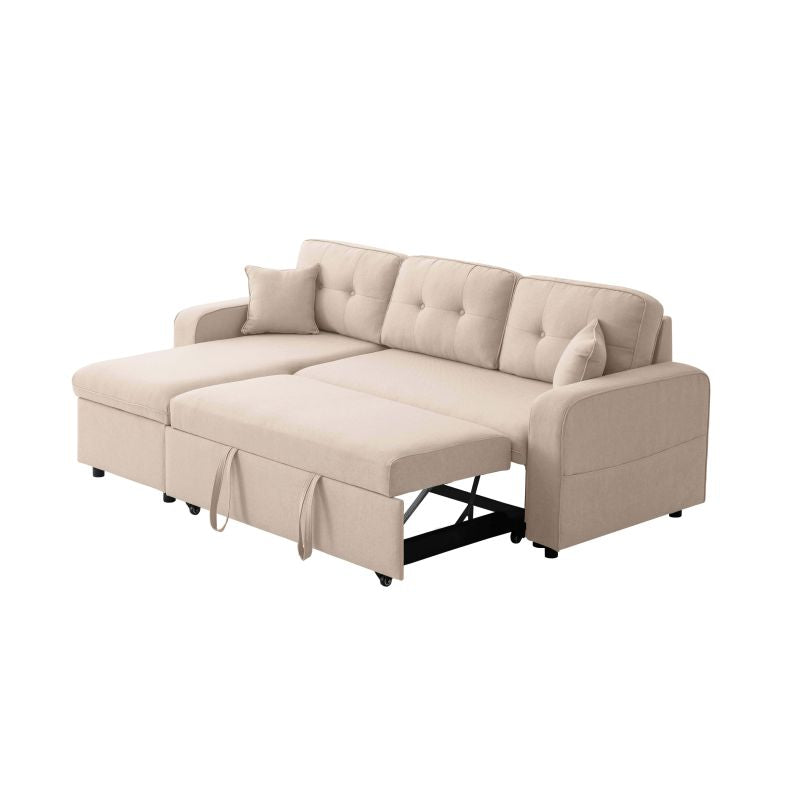 MARANO - Canapé d'angle convertible réversible en tissu - Beige