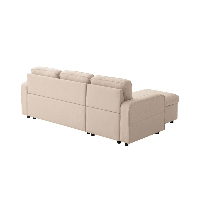 MARANO - Canapé d'angle convertible réversible en tissu - Beige