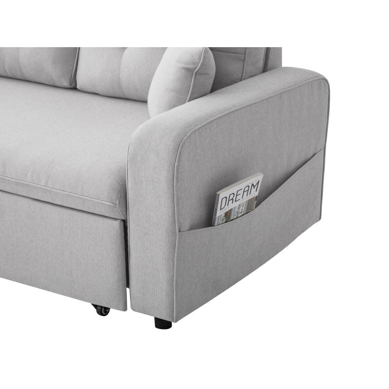 MARANO - Canapé d'angle convertible réversible en tissu - Gris clair