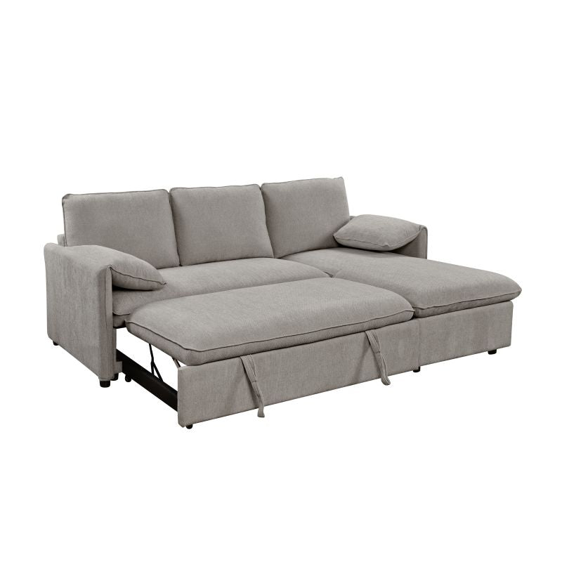 JASPER - Canapé d'angle réversible convertible en tissu - Gris