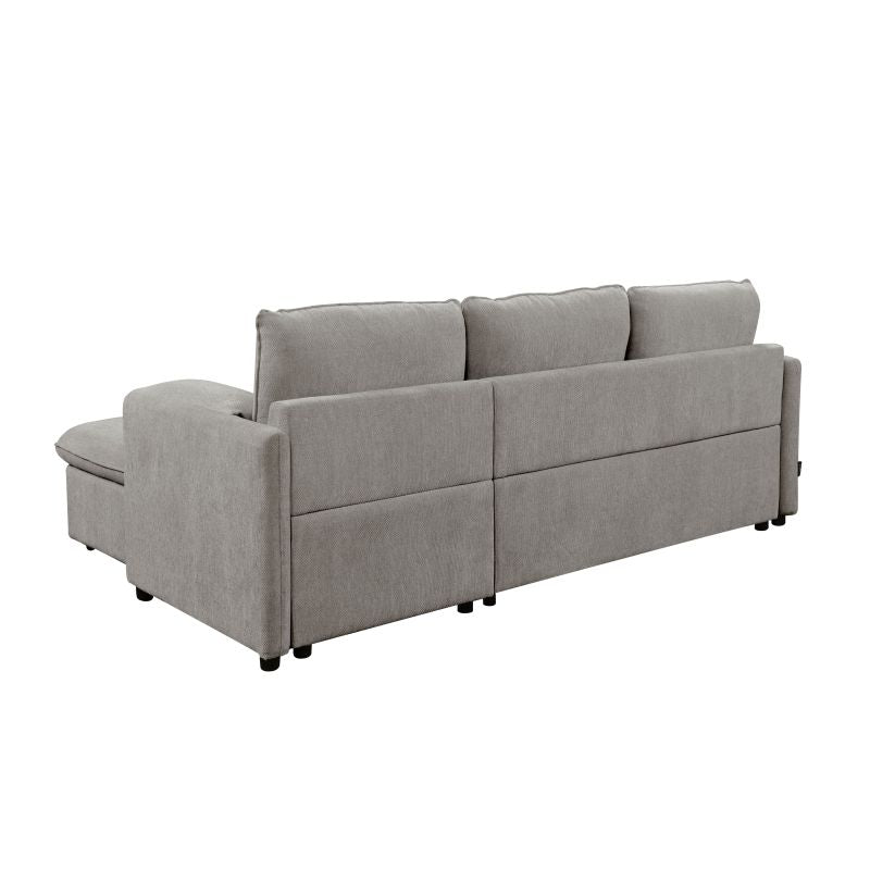 JASPER - Canapé d'angle réversible convertible en tissu - Gris