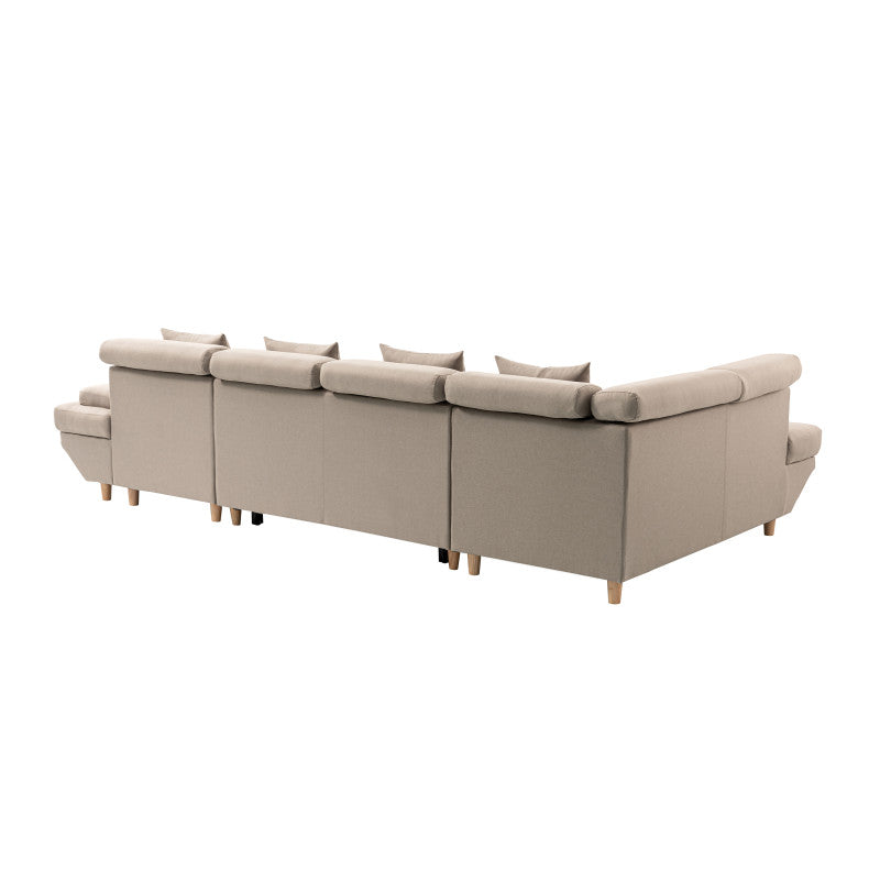 MATEO U - Canapé scandinave panoramique convertible en tissu - Beige