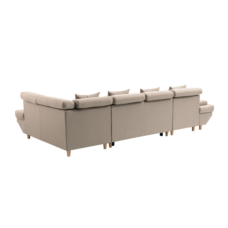 MATEO U - Canapé scandinave panoramique convertible en tissu - Beige