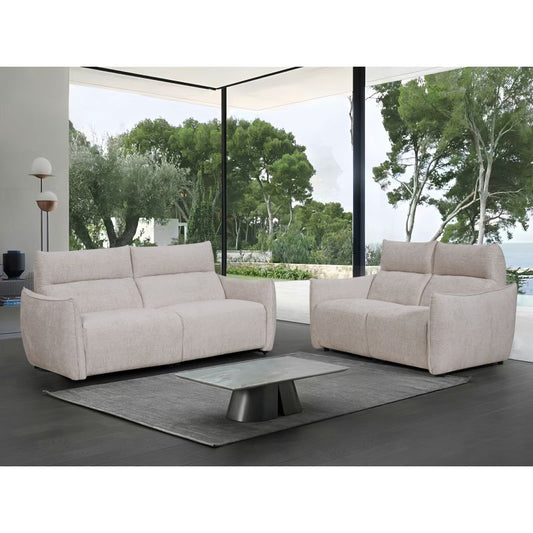 VIVI - Ensemble de canapé relax électrique 2 et 3 places en tissu - Beige