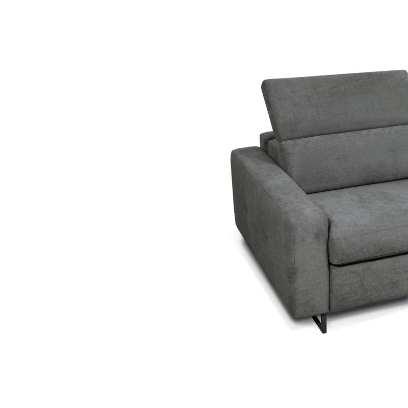 MINA - Canapé convertible système couchage express 3 places en tissu - Gris foncé