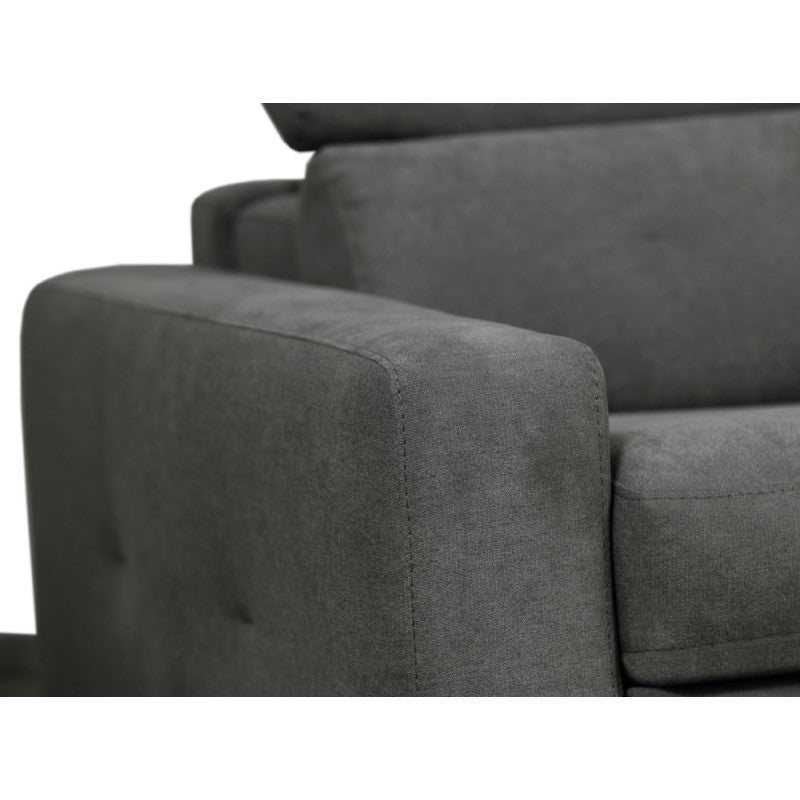 MINA - Canapé convertible système couchage express 3 places en tissu - Gris foncé