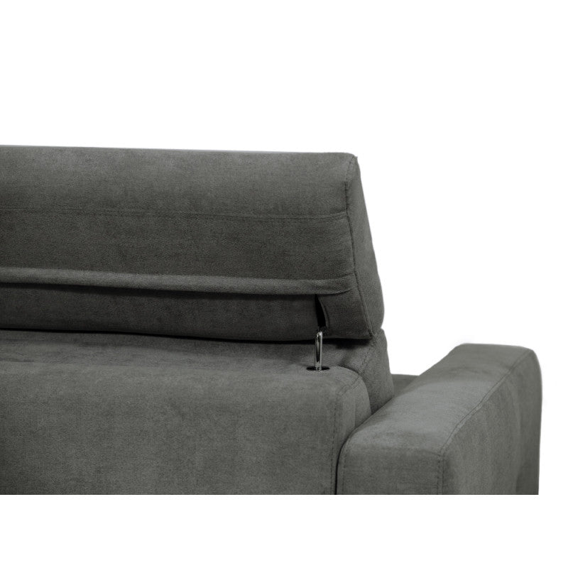 MINA - Canapé convertible système couchage express 3 places en tissu - Gris foncé