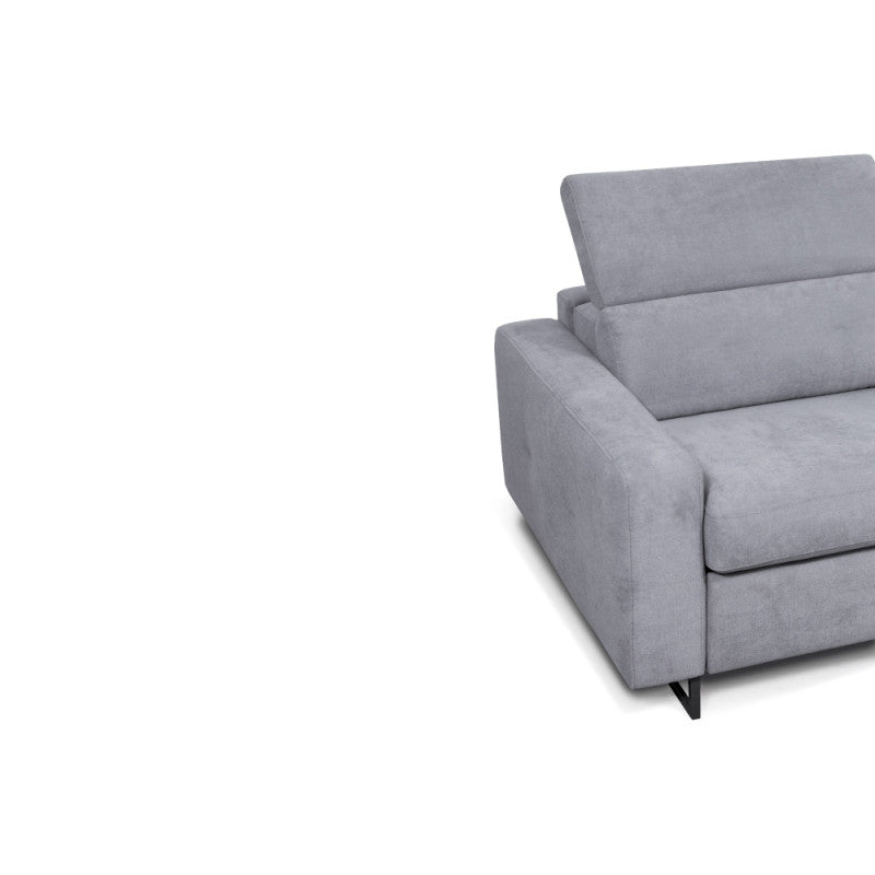 MINA - Canapé convertible système couchage express 3 places en tissu - Gris clair