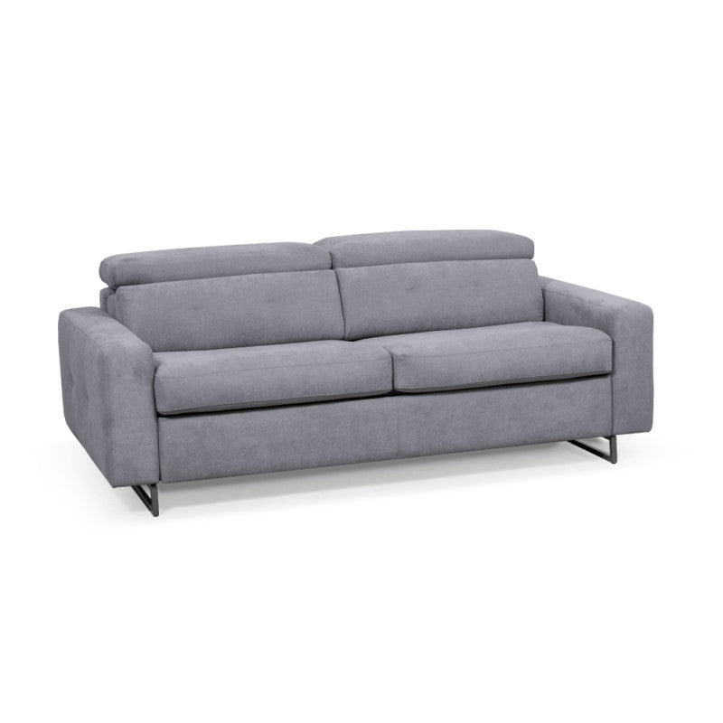 MINA - Canapé convertible système couchage express 3 places en tissu - Gris clair