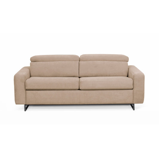 MINA - Canapé convertible système couchage express 3 places en tissu - Beige