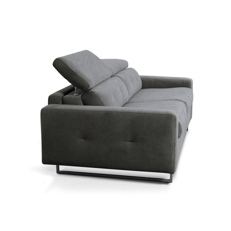 MINA - Canapé convertible système couchage express 3 places en tissu - Gris foncé