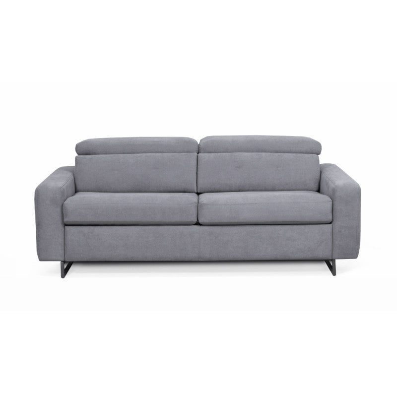 MINA - Canapé convertible système couchage express 3 places en tissu - Gris clair