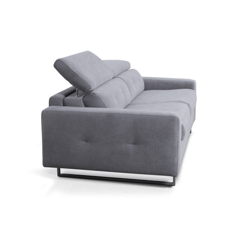 MINA - Canapé convertible système couchage express 3 places en tissu - Gris clair