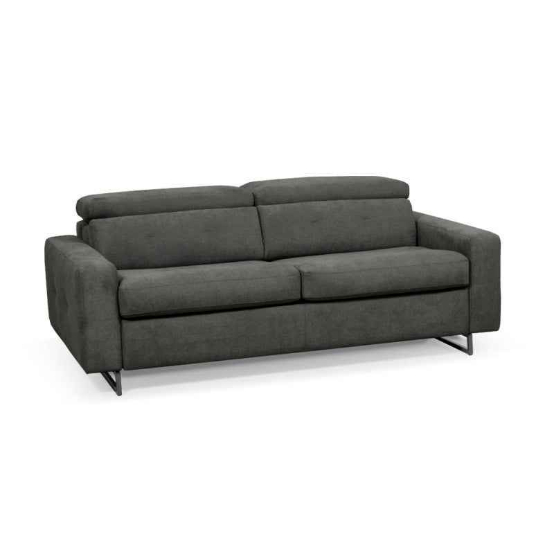 MINA - Canapé convertible système couchage express 3 places en tissu - Gris foncé