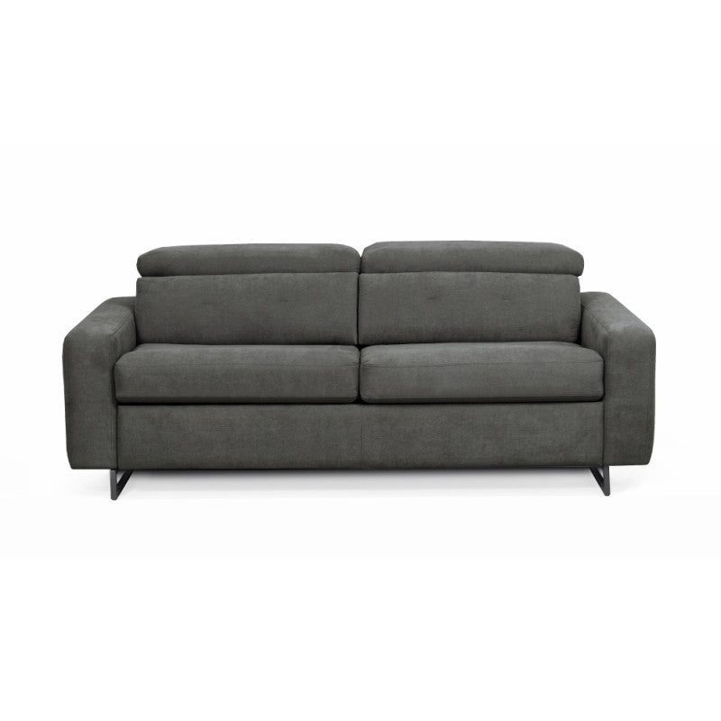 MINA - Canapé convertible système couchage express 3 places en tissu - Gris foncé