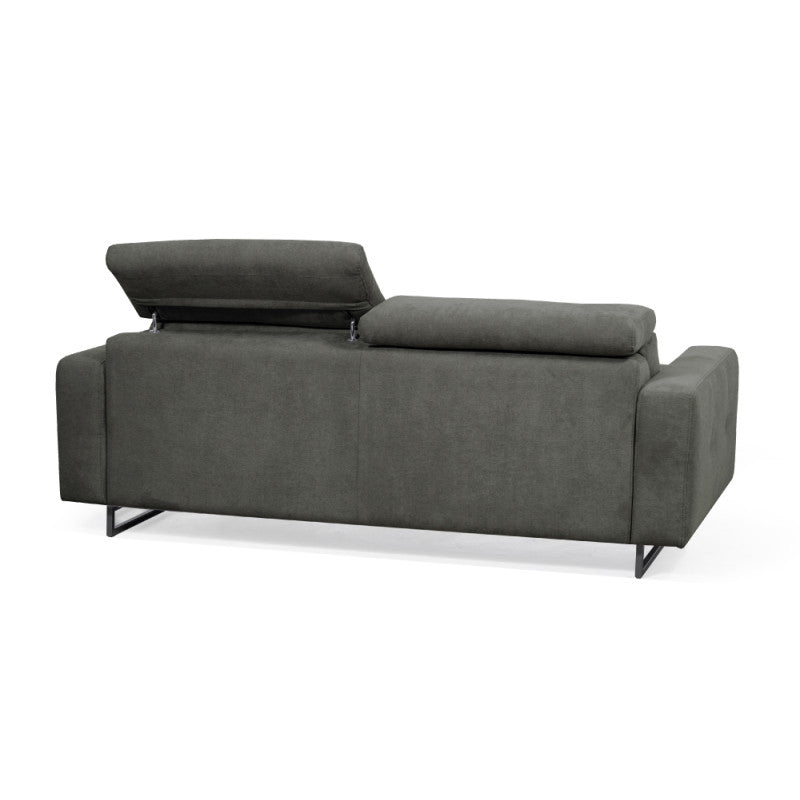 MINA - Canapé convertible système couchage express 3 places en tissu - Gris foncé