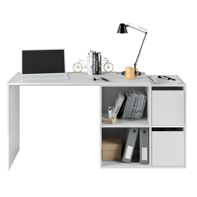 MODULA - Bureau angle modulable avec rangement L120 cm - Blanc