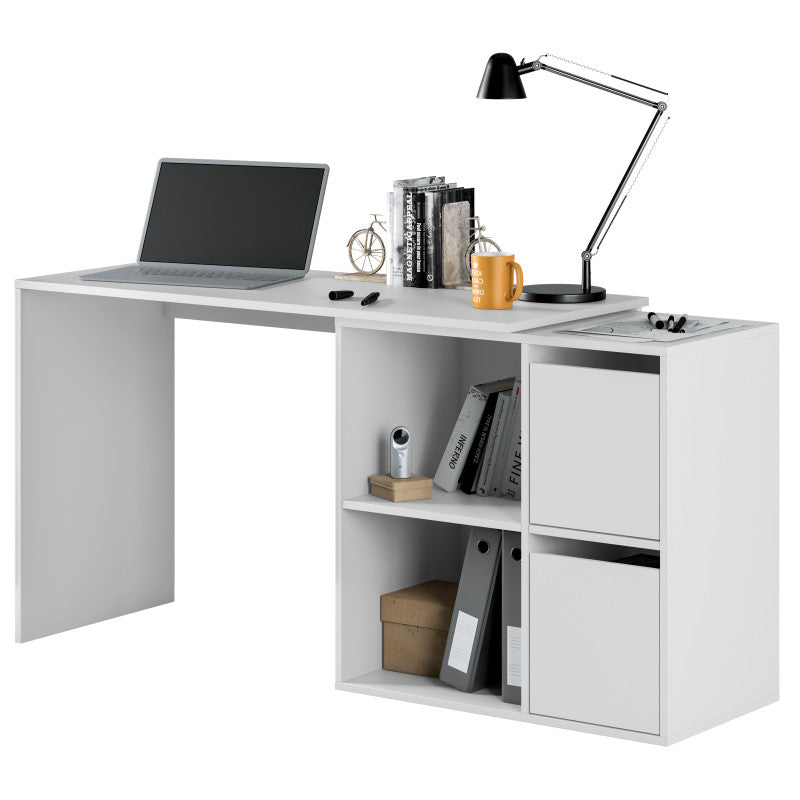 MODULA - Bureau angle modulable avec rangement L120 cm - Blanc