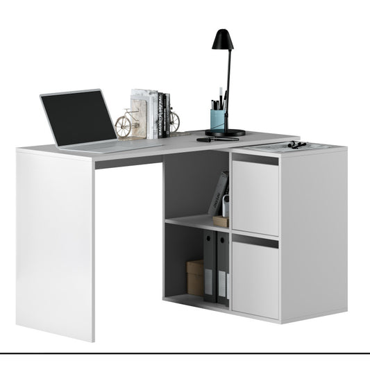 MODULA - Bureau angle modulable avec rangement L120 cm - Blanc