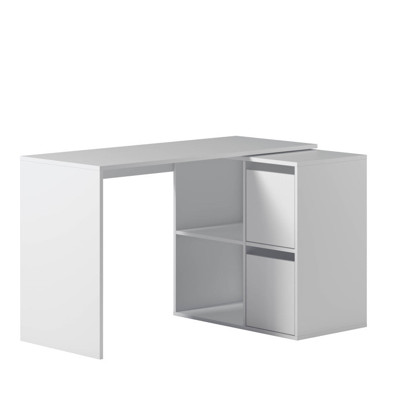 MODULA - Bureau angle modulable avec rangement L120 cm - Blanc