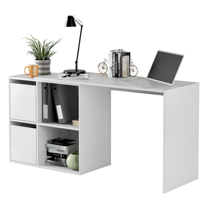 MODULA - Bureau angle modulable avec rangement L120 cm - Blanc