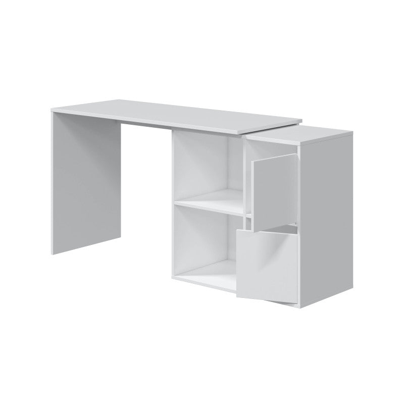 MODULA - Bureau angle modulable avec rangement L120 cm - Blanc