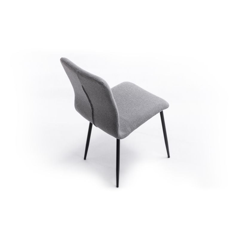 MONROE - Lot de 2 chaises en tissu avec pieds en métal noir - Gris