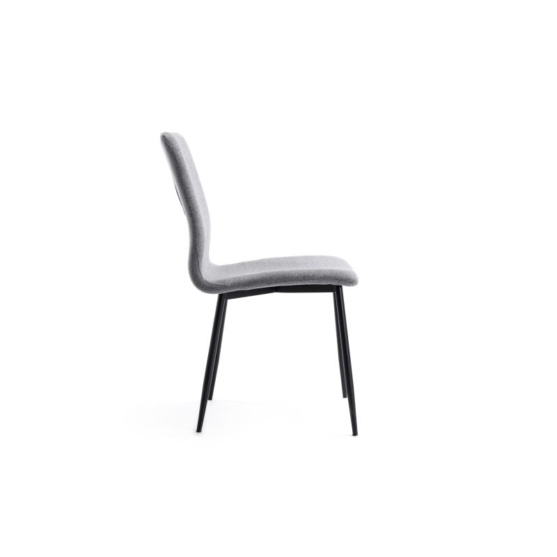 MONROE - Lot de 2 chaises en tissu avec pieds en métal noir - Gris