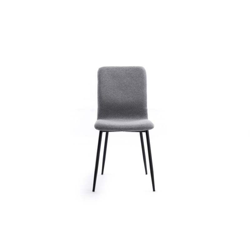 MONROE - Lot de 2 chaises en tissu avec pieds en métal noir - Gris