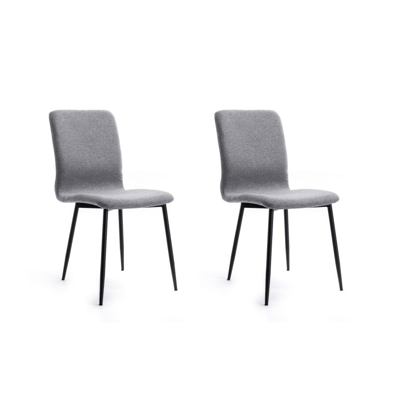 MONROE - Lot de 2 chaises en tissu avec pieds en métal noir - Gris