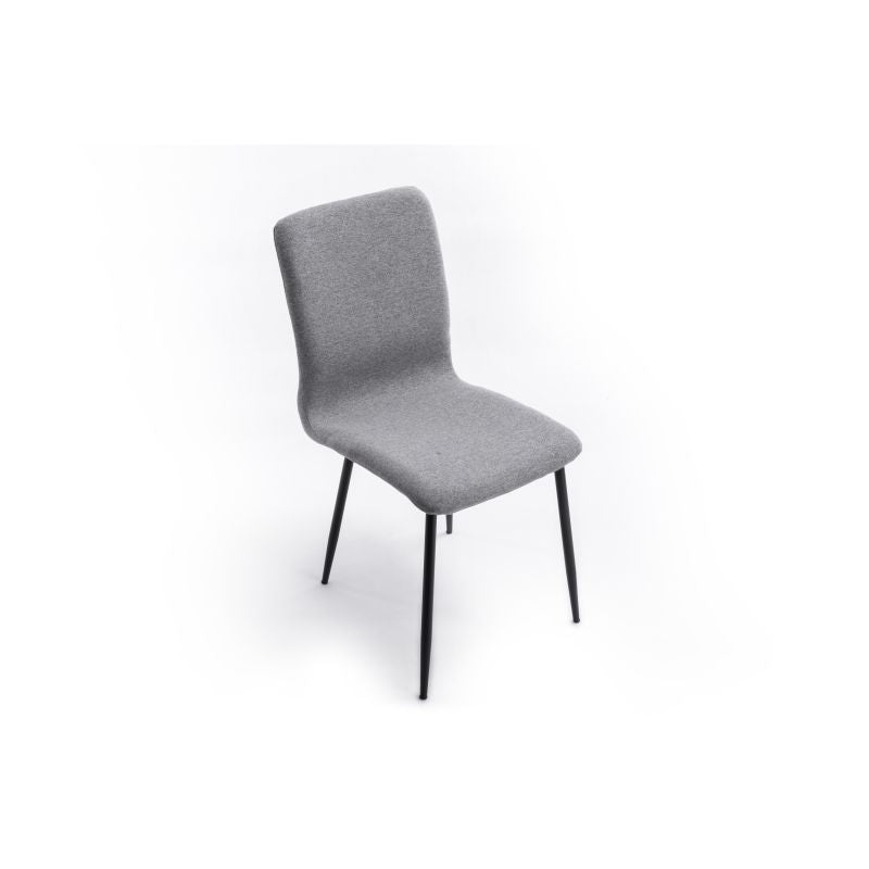 MONROE - Lot de 2 chaises en tissu avec pieds en métal noir - Gris