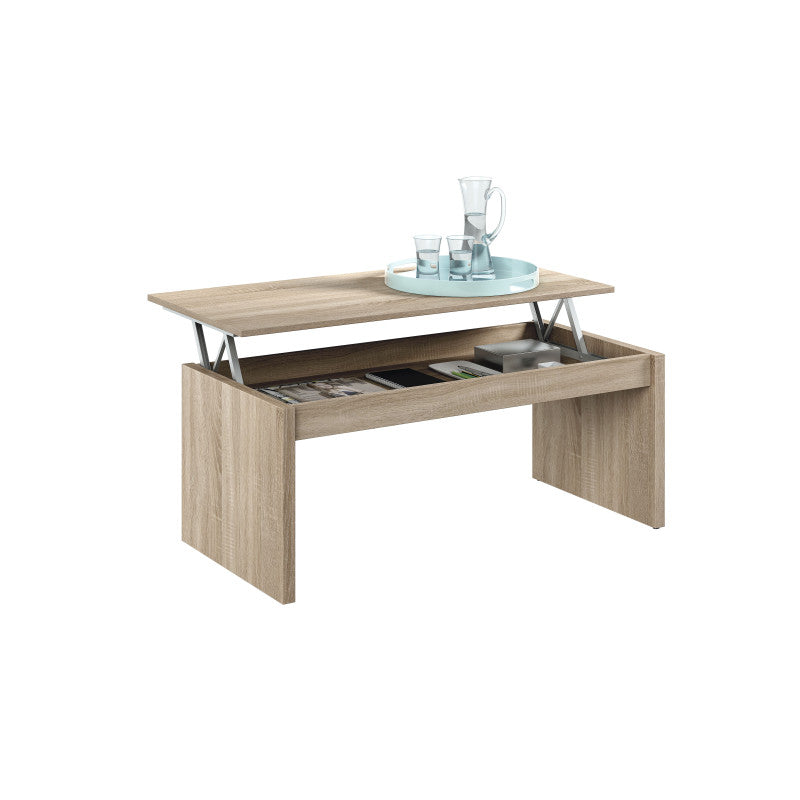 OFELIA - Table basse à plateau relevable L102 x H43/54 cm - Chêne clair