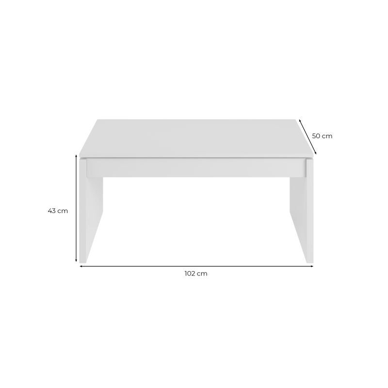 OFELIA - Table basse à plateau relevable L102 x H43/54 cm - Chêne clair