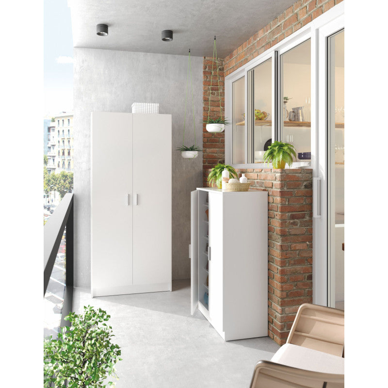 ORELY - Armoire rangement 2 portes L73 x H180 cm - Blanc