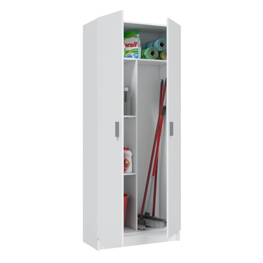 ORELY - Armoire rangement 2 portes L73 x H180 cm - Blanc