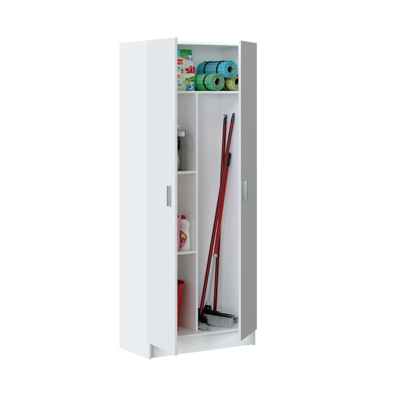 ORELY - Armoire rangement 2 portes L73 x H180 cm - Blanc