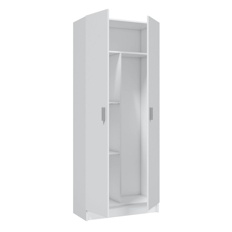 ORELY - Armoire rangement 2 portes L73 x H180 cm - Blanc