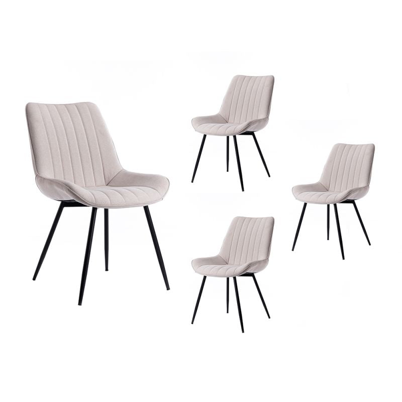 DORA - Lot de 4 chaises rayures tissu pieds métal noir - Beige