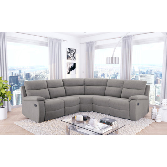 OSSI - Canapé de relaxation panoramique 6 places en microfibre - Gris