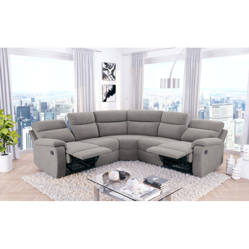 OSSI - Canapé de relaxation panoramique 6 places en microfibre - Gris