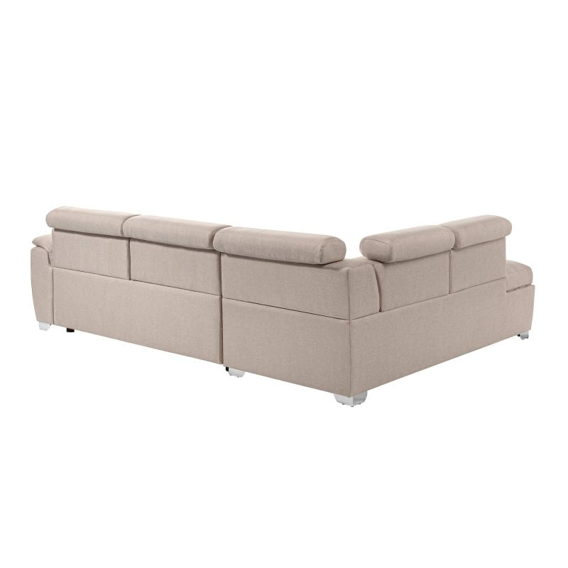 DABI - Canapé d'angle convertible avec coffre en tissu - Beige