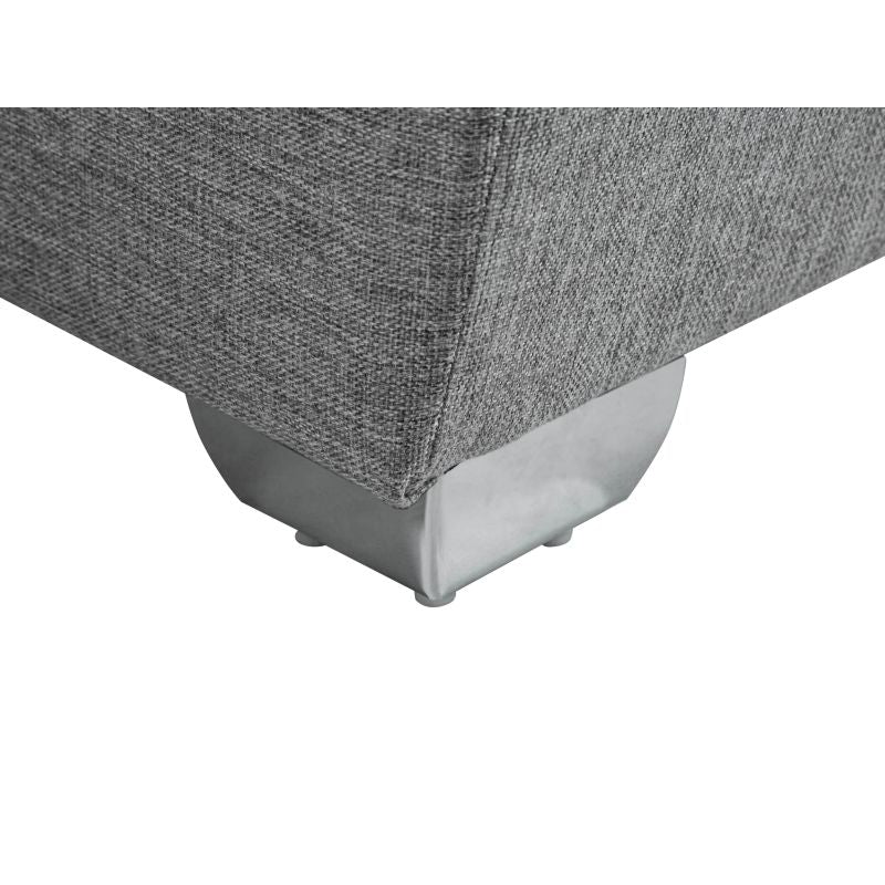 DABI - Canapé d'angle convertible avec coffre en tissu - Gris clair - Angle droit (vue de face)