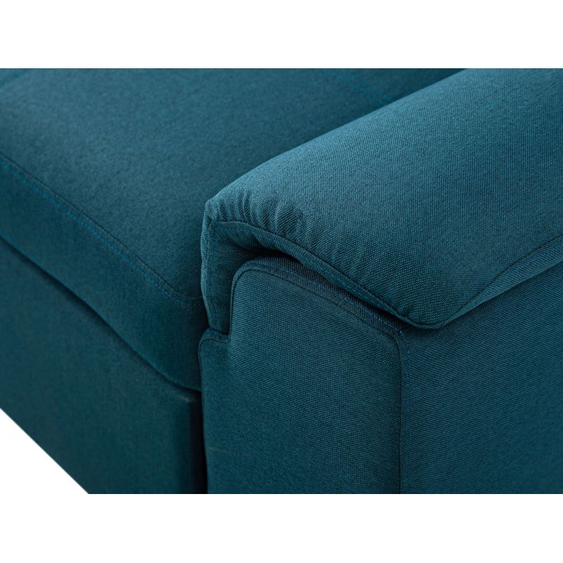 DABI - Canapé d'angle convertible avec coffre en tissu - Bleu